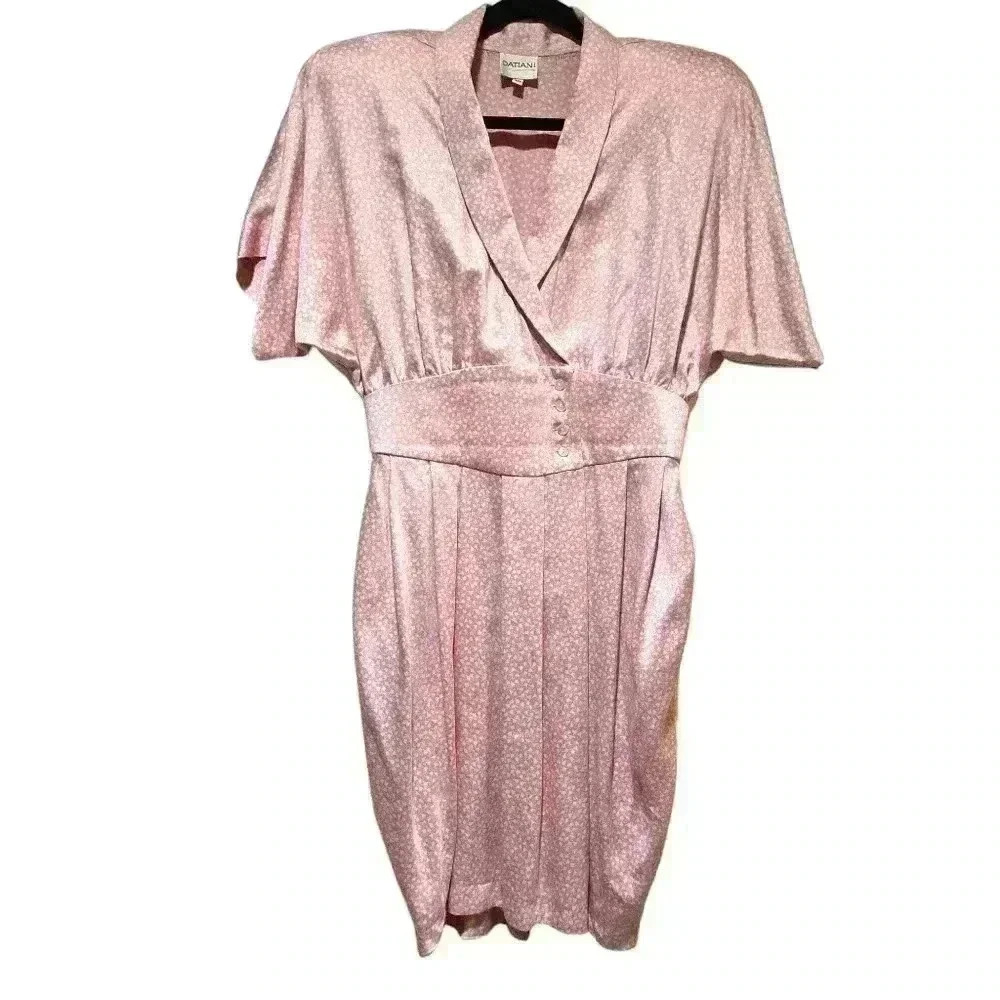 Vintage Datiani Dress 100% Rayon Pink Size 10